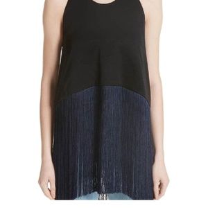 NWT Ellery Black And Navy Blue Fringe Top